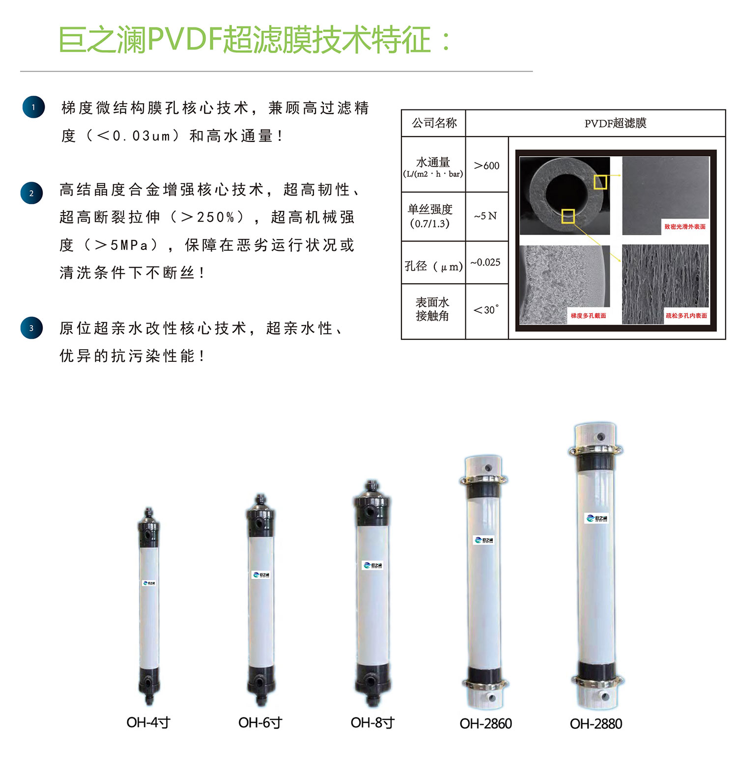 高性能梯度 PVDF中空纖維超濾膜